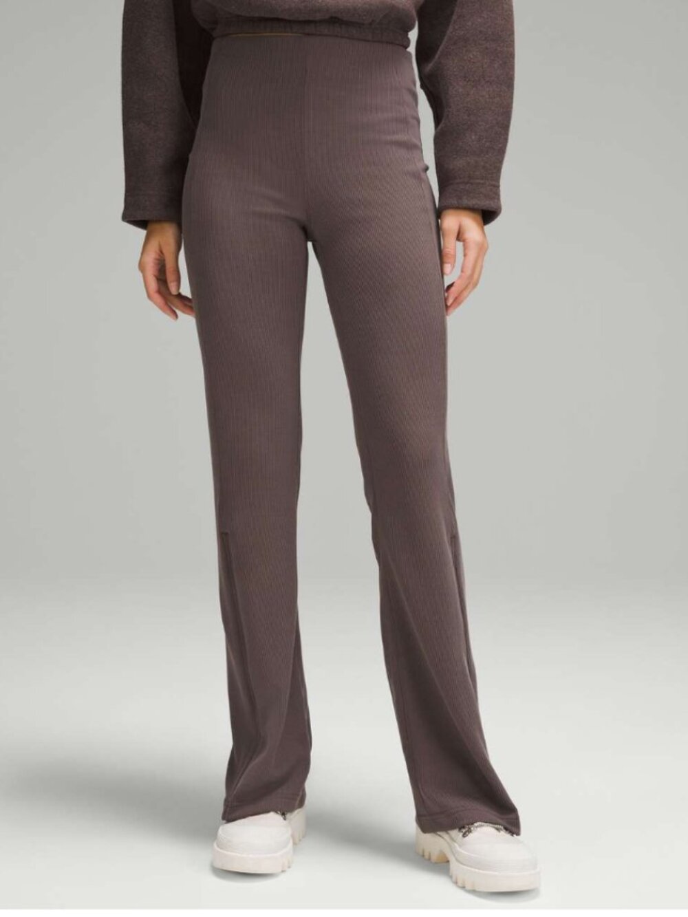 Lululemon Brushed Softstreme Ribbed Zip Flared Pant 32.5" Espresso Brown 0